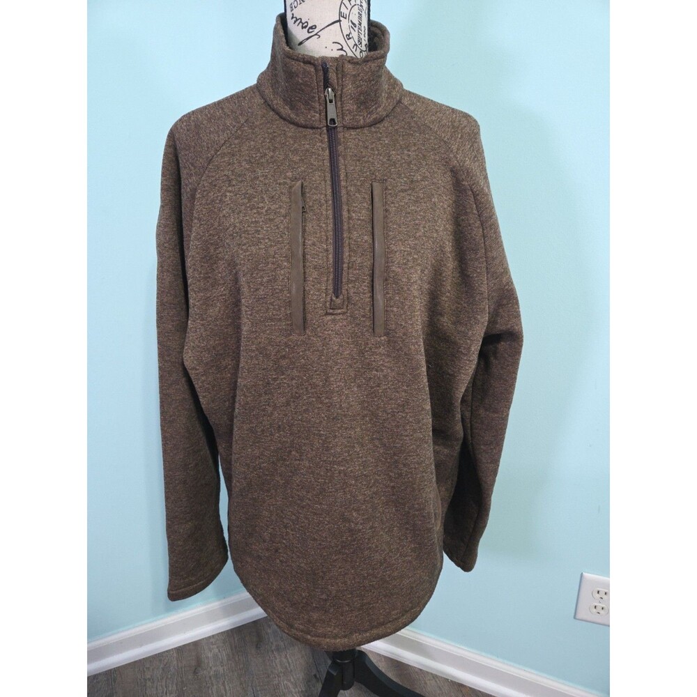 Tom Beckbe Mens large Quarter Zip Fleece Pullover Brown